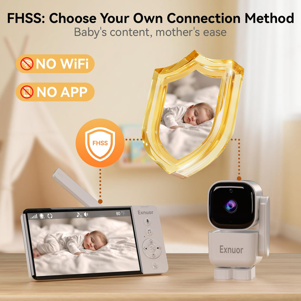 Exnuor monitor uses smart tracking and 4x zoom to capture every moment of baby movement.