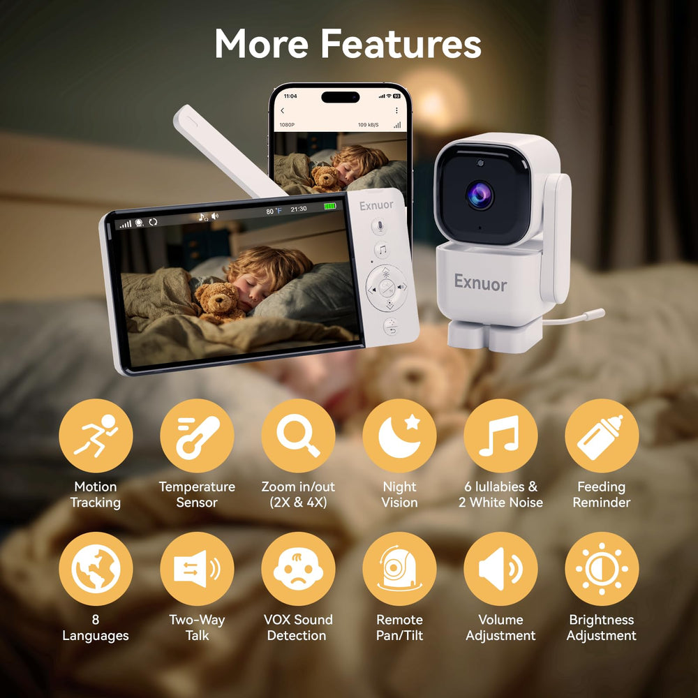 Exnuor temperature sensor helps monitor the nursery environment for comfort.