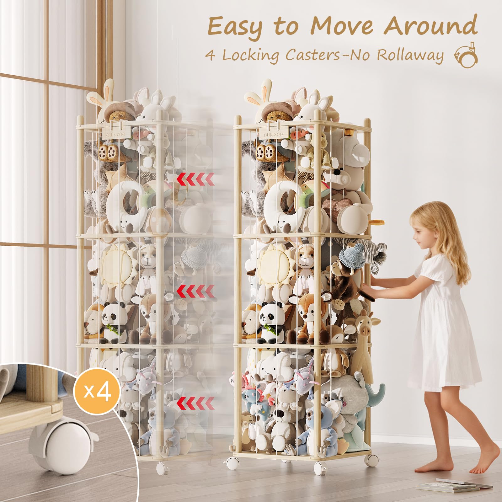 Experlam 360° swivel wheels with brake system prevent unwanted movement.