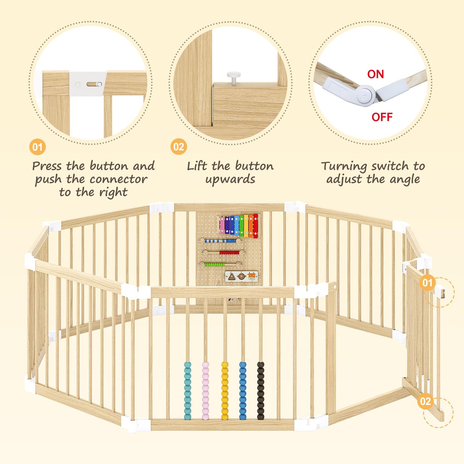 EXPERLAM Baby Playpen adjustable size adapts to space and play needs.