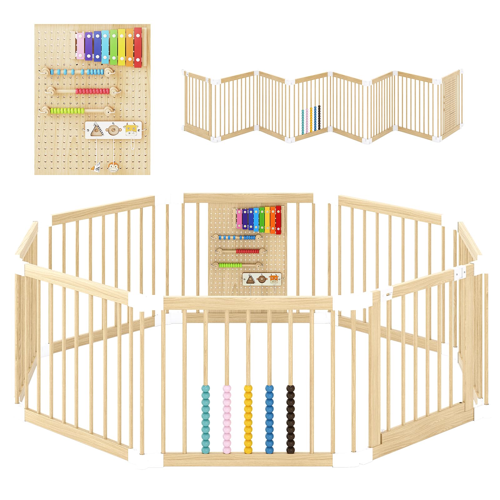 EXPERLAM Baby Playpen durable wooden structure supports everyday use.