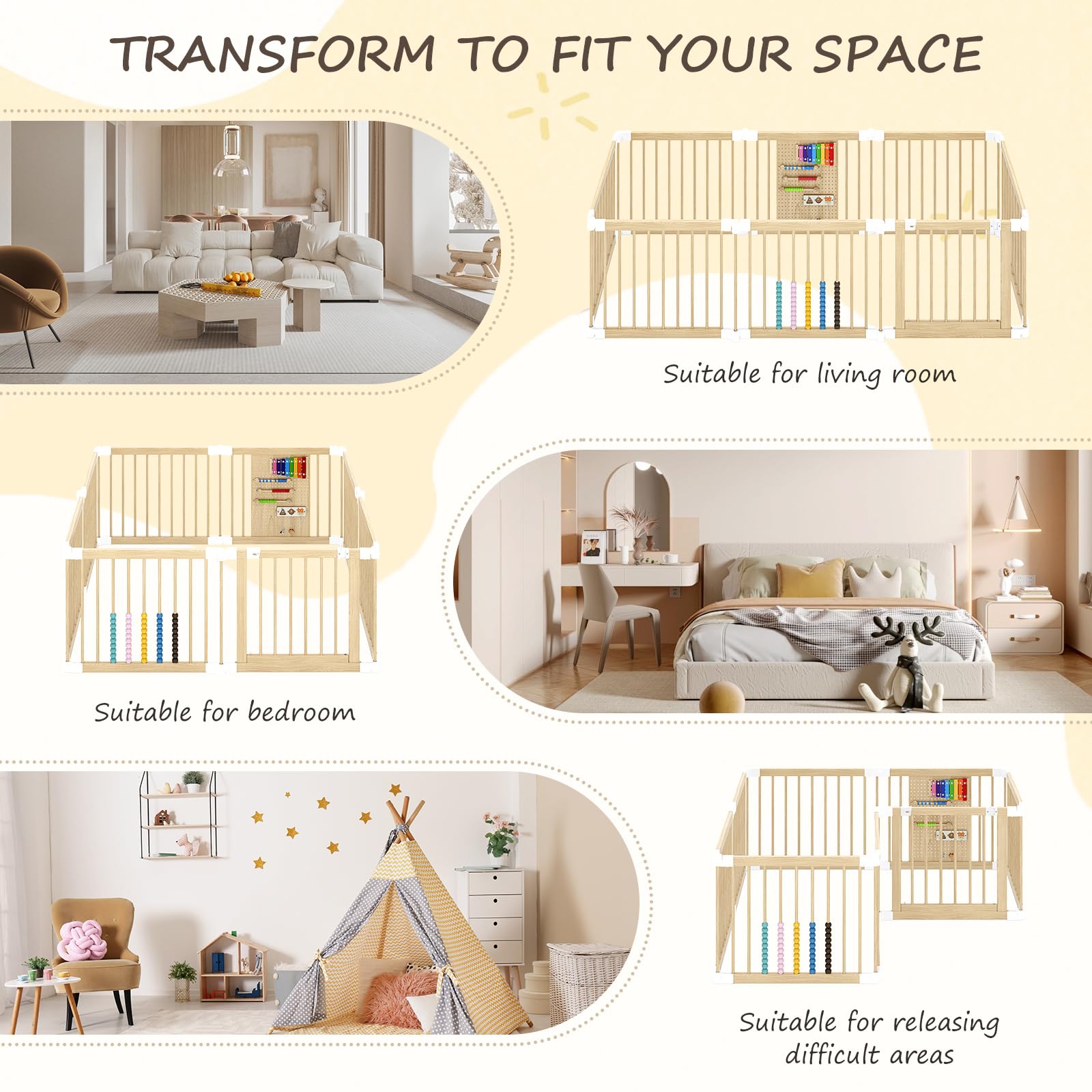 EXPERLAM Baby Playpen no-assembly foldable setup for quick use.
