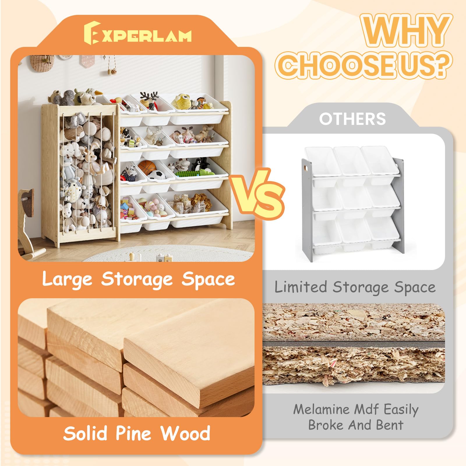 EXPERLAM Easy-assembly guide image highlights fast setup with included parts.