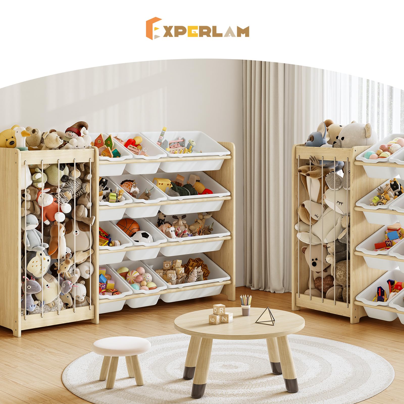 EXPERLAM Playroom display demonstrates tidy, stylish organization in a child space.