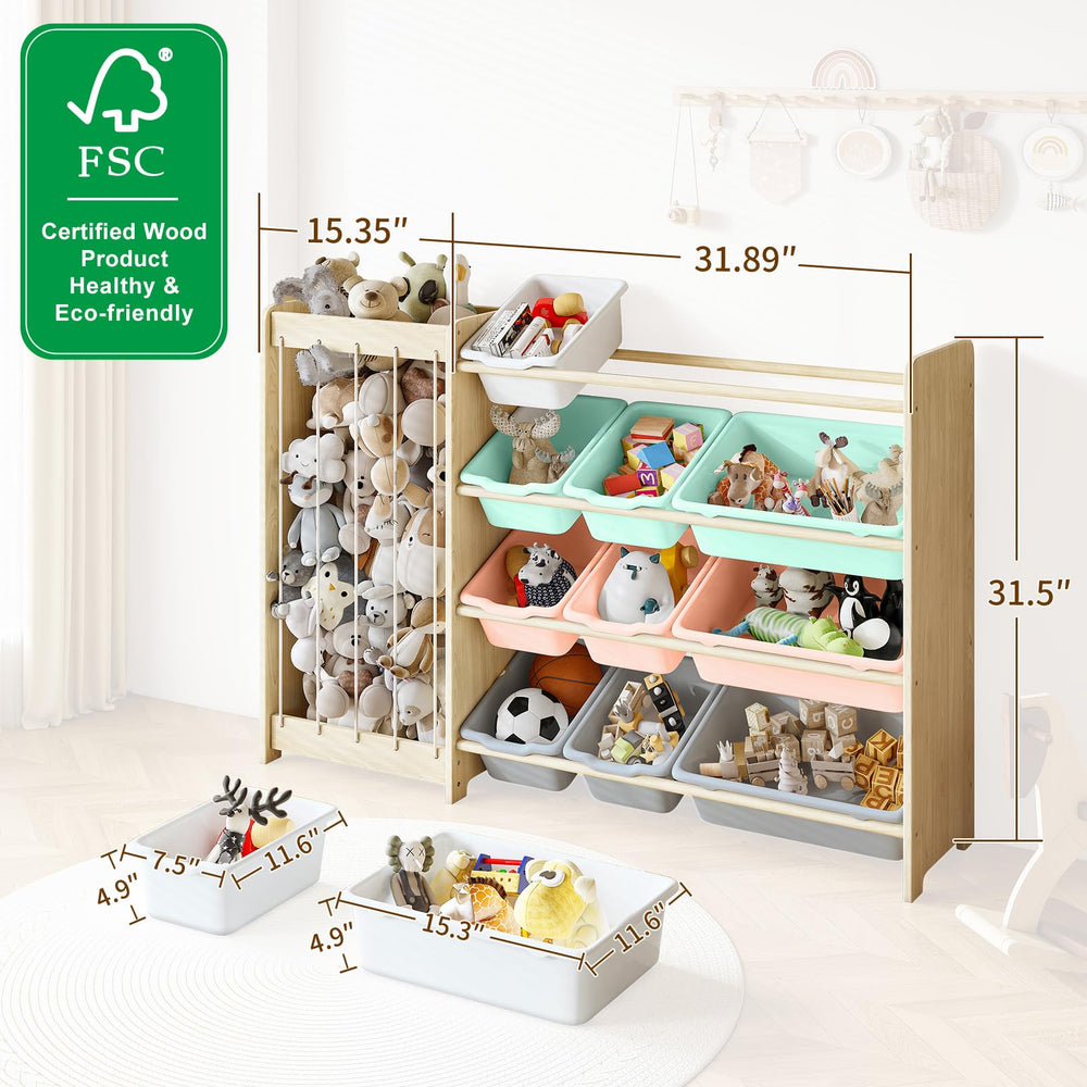 EXPERLAM solid pine wood construction offers a sturdy, safe storage solution for playrooms.