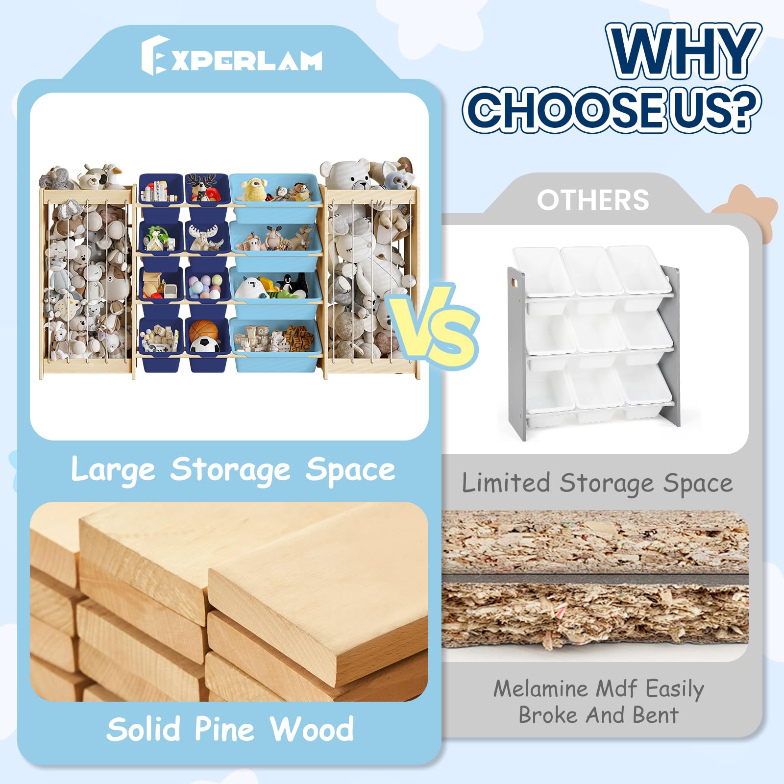 EXPERLAM three-in-one storage design saves space in small rooms.