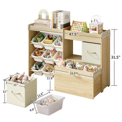 EXPERLAM movable toy chest with wheels makes cleanup portable for playrooms.
