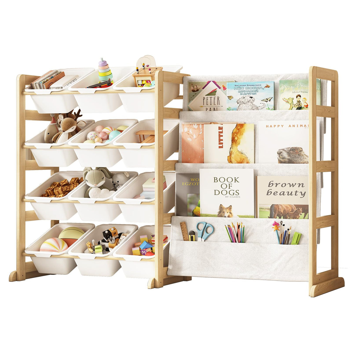 EXPERLAM toy storage organizer with 12 bins keeps toys neatly organized in kids' room