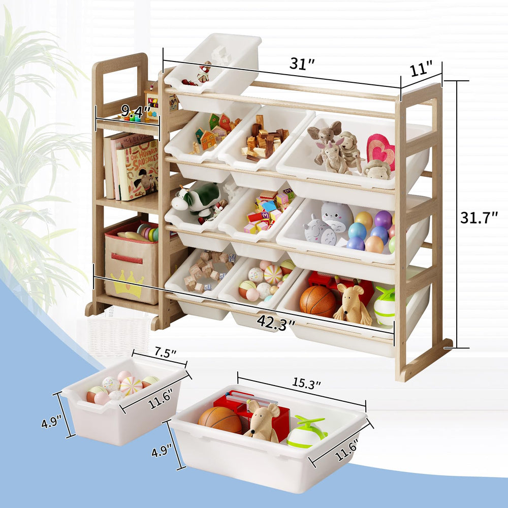 EXPERLAM toy storage organizer bin configuration showing sorted storage by size.