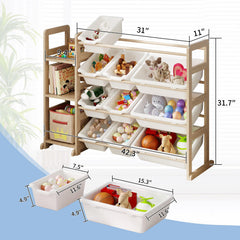EXPERLAM toy storage organizer bin configuration showing sorted storage by size.