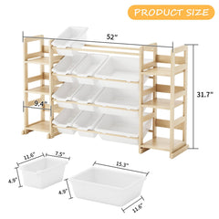 EXPERLAM wooden toy organizer with 12 bins keeps toys tidy and sorted.