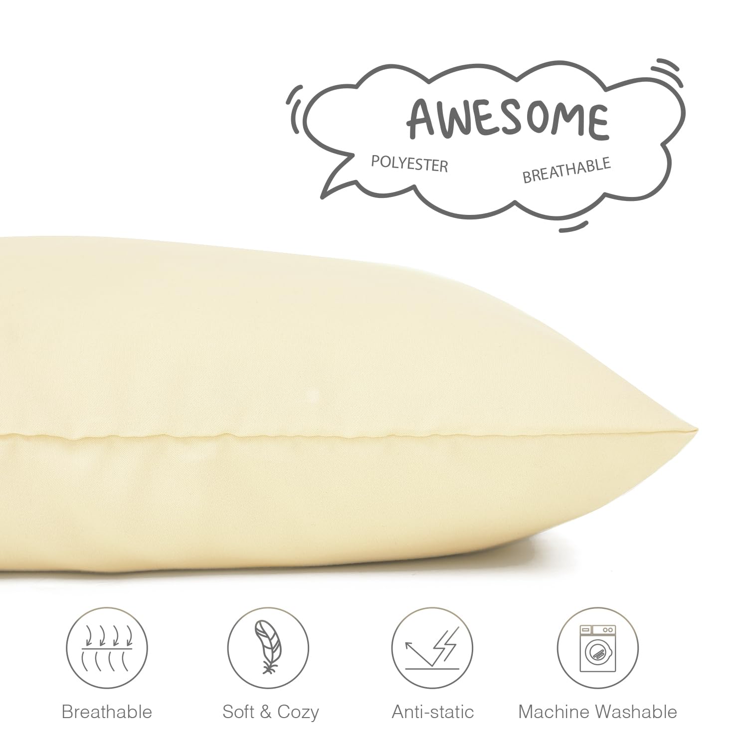 EXQ Home camel pillowcase on bed showing soft, breathable fabric.