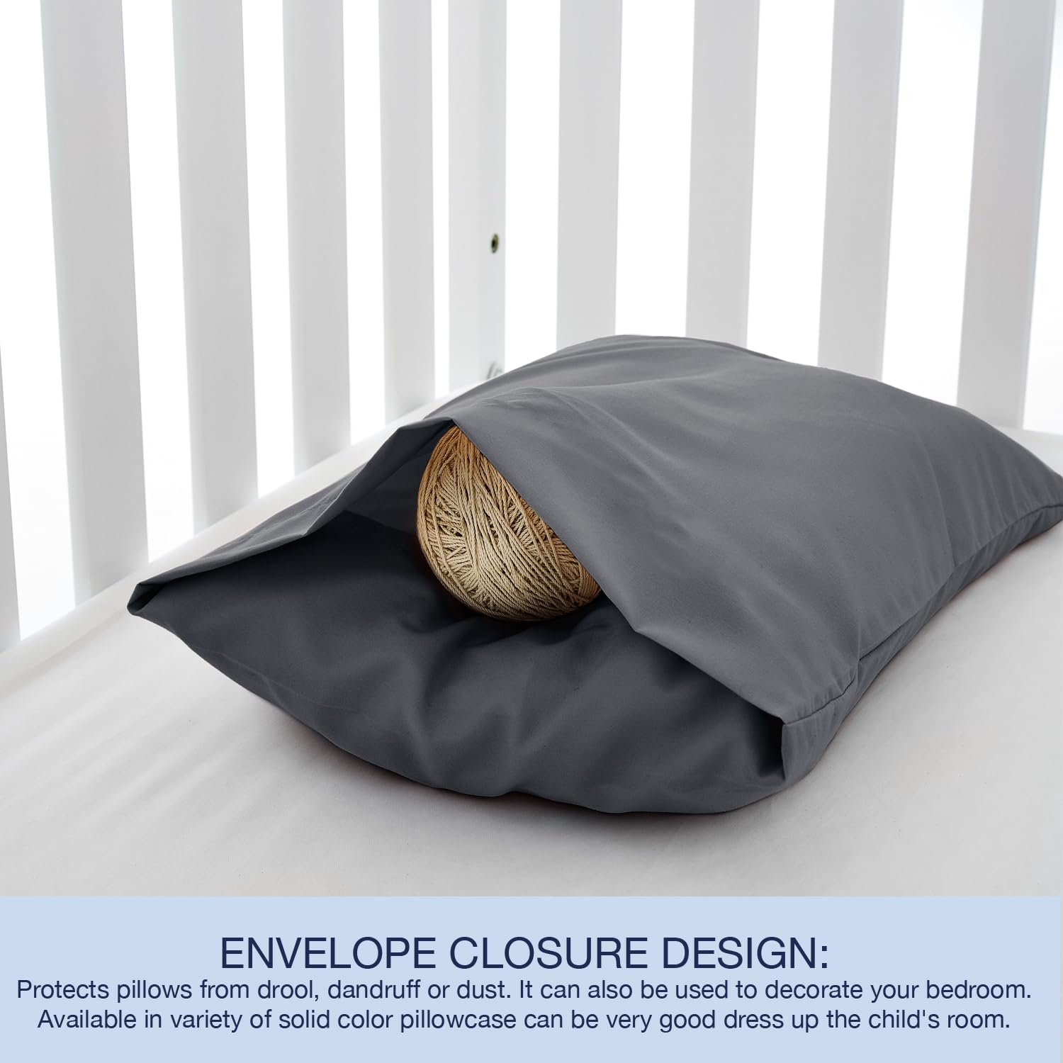 EXQ Home dark grey pillowcase provides calm, kid-friendly styling.