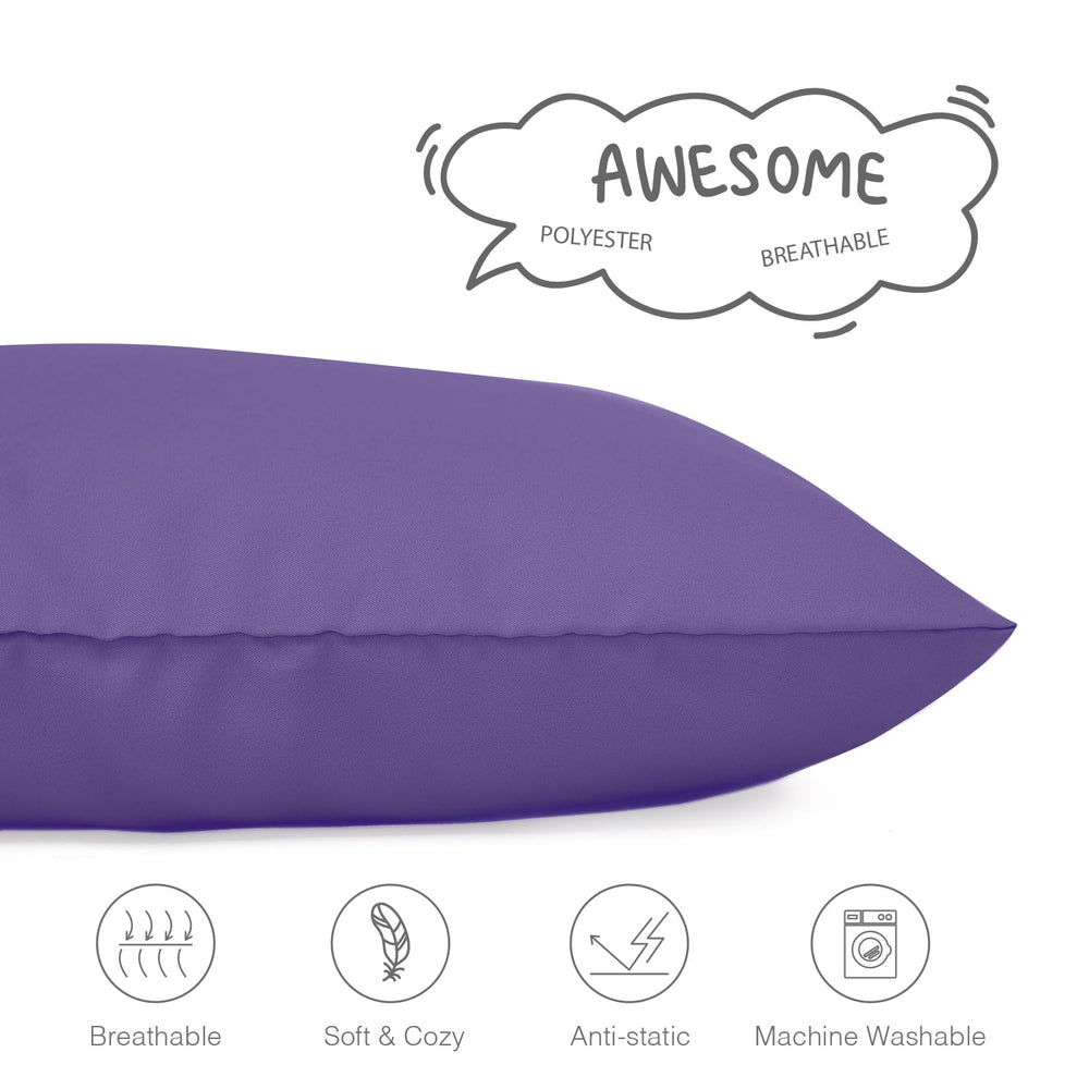 EXQ Home deep purple pillowcase adds playful bedding style.