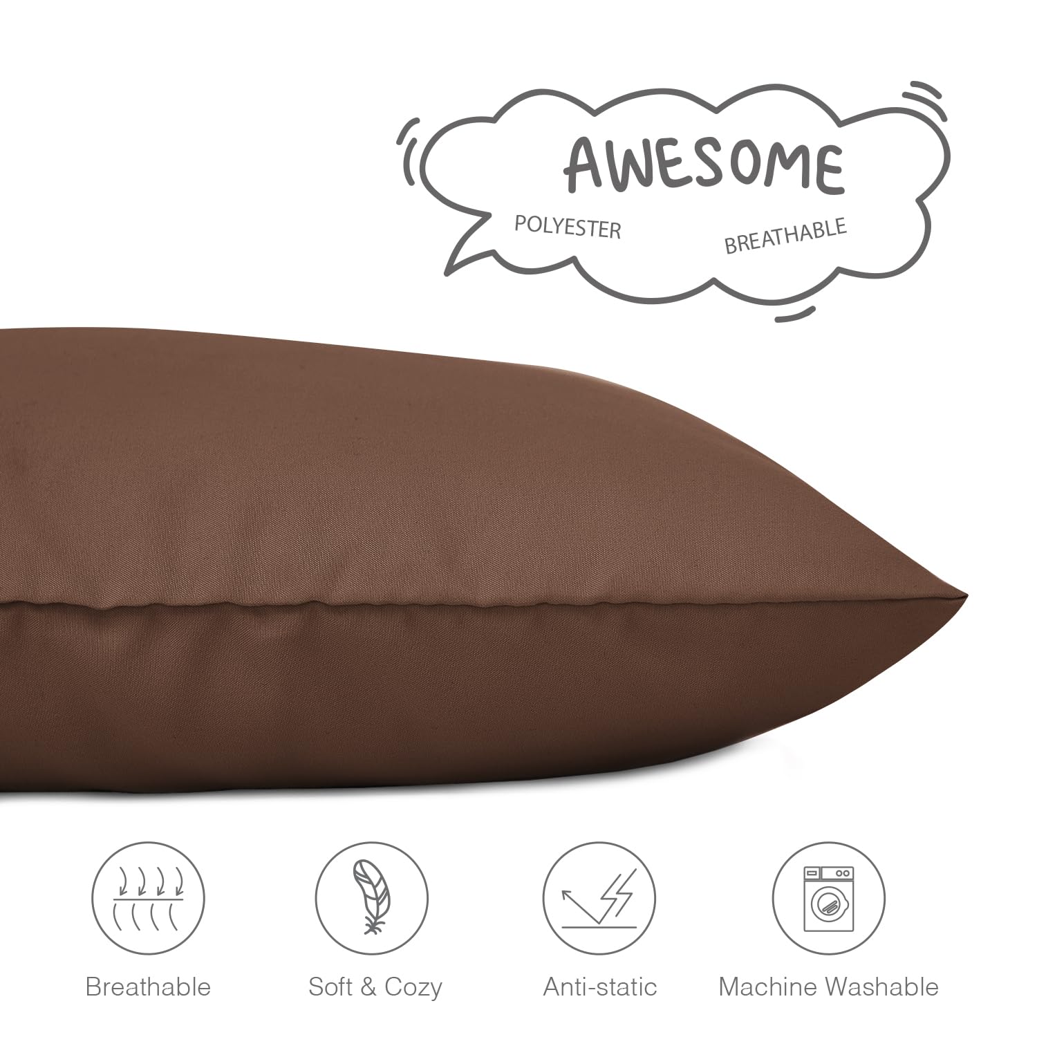 EXQ Home brown toddler pillowcase two-pack, side view showing fabric softness.