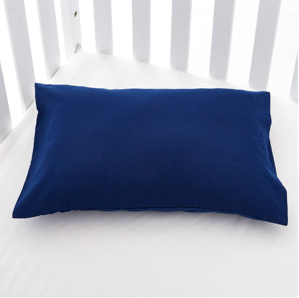 EXQ Home 13x18 travel pillowcase set in navy two-pack for kids.