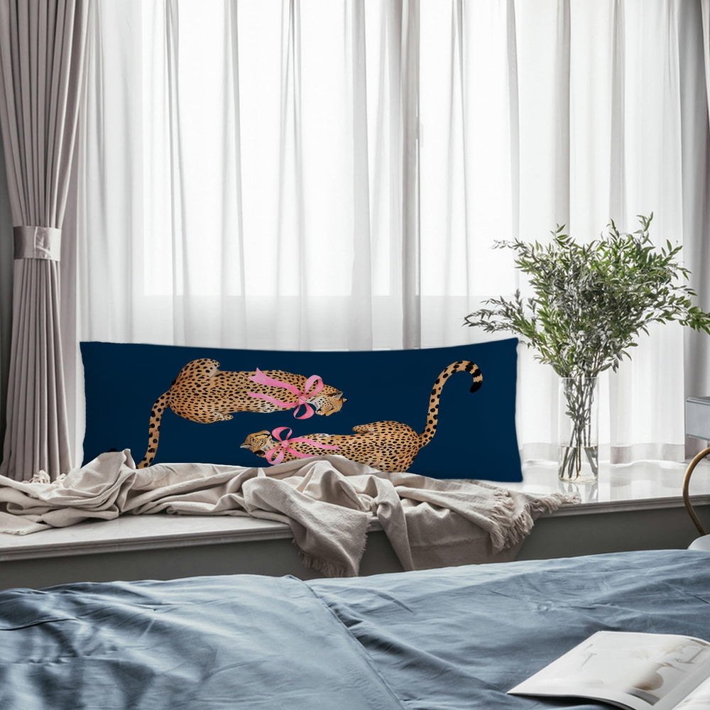 Exqcom leopard-print room decor shown on a sofa for bold decor appeal.