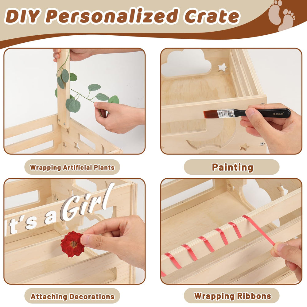 Extpro crate with dividers to organize clothing by age.