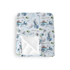 EyMzcod baby blanket featuring watercolor blue ball glove motif for cozy naps.