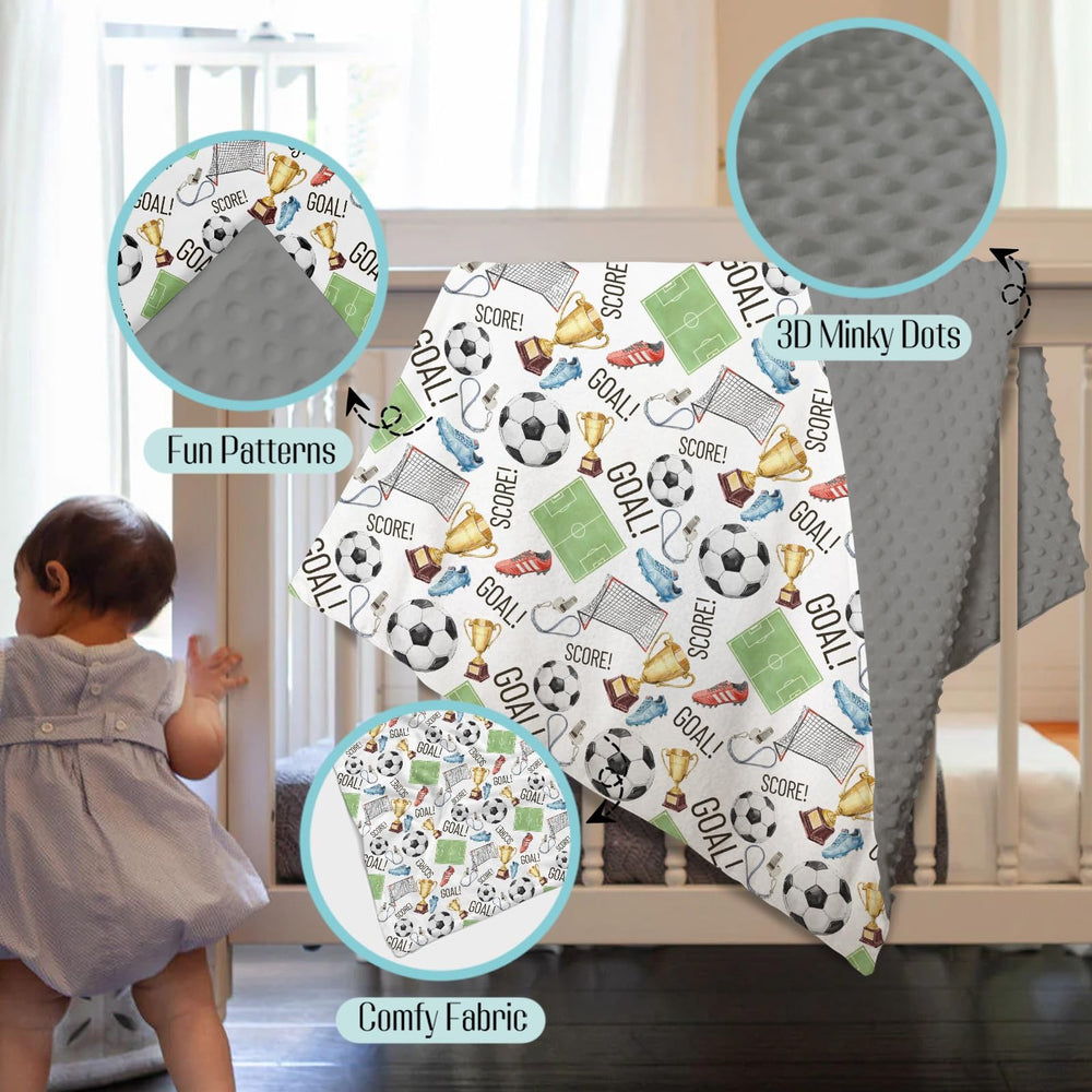 EyMzcod mink blanket with goal motif offering playful nap time ambiance.