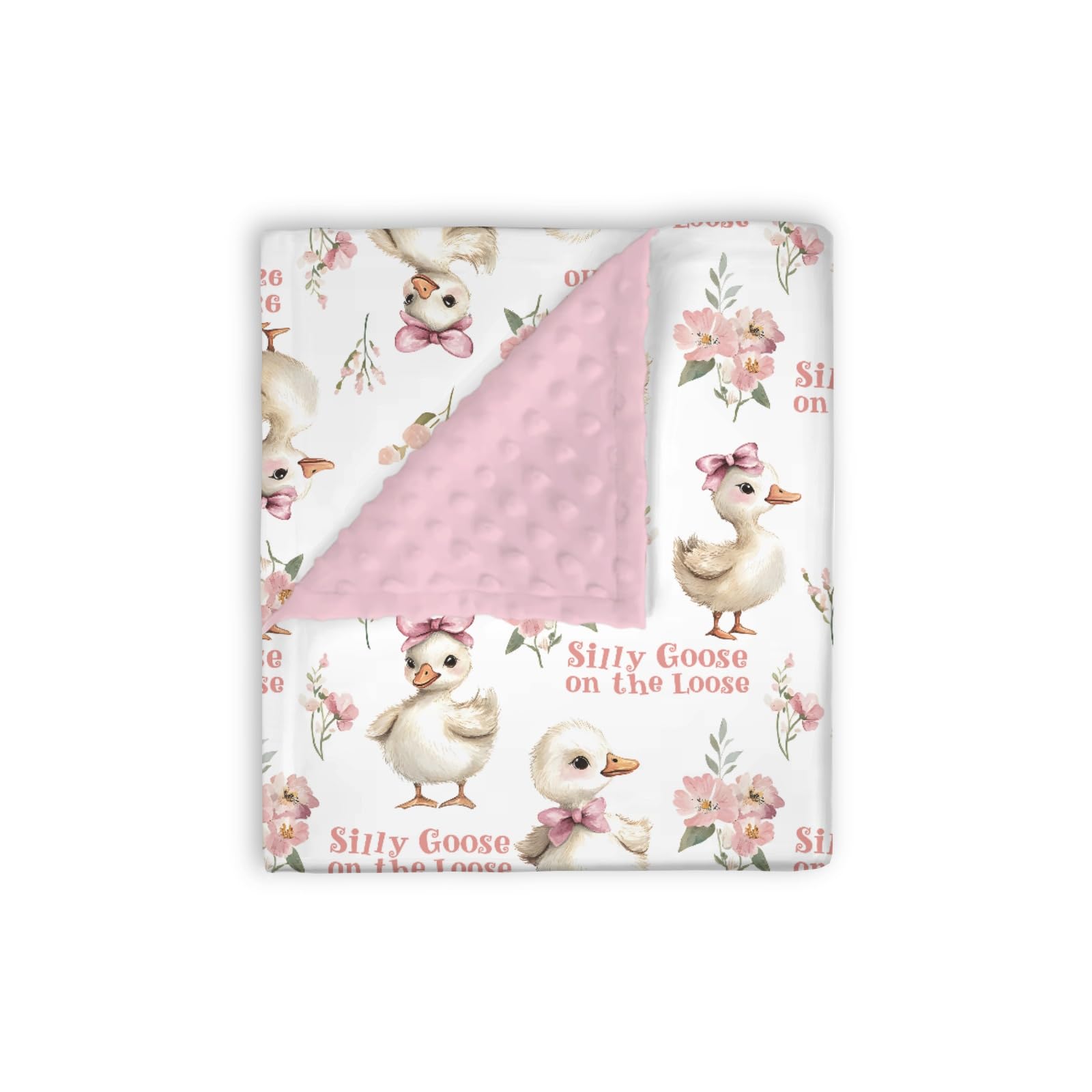 EyMzcod mink baby blanket with silly goose on the loose and pink flowers for cozy naps