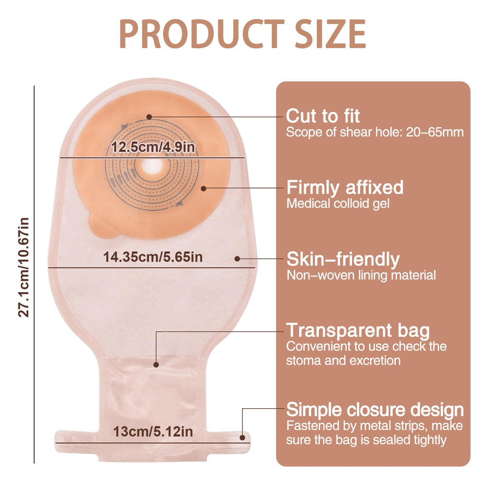Eyourlife colostomy bag showing sealing clip for secure closure.