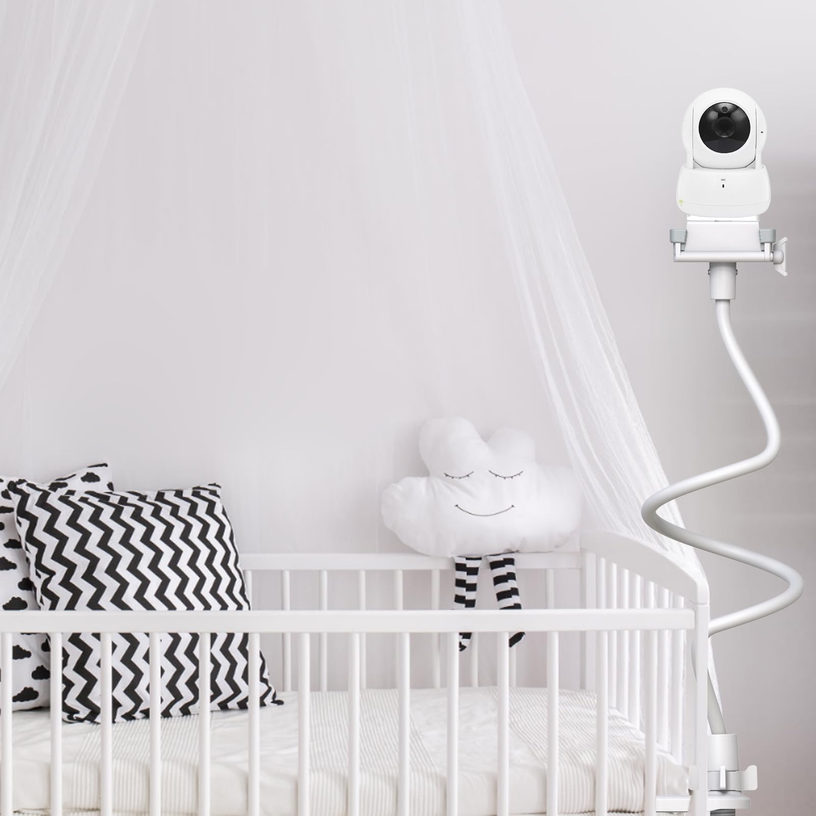 Shelf mounting offers clear baby view from bed with EYSAFT.