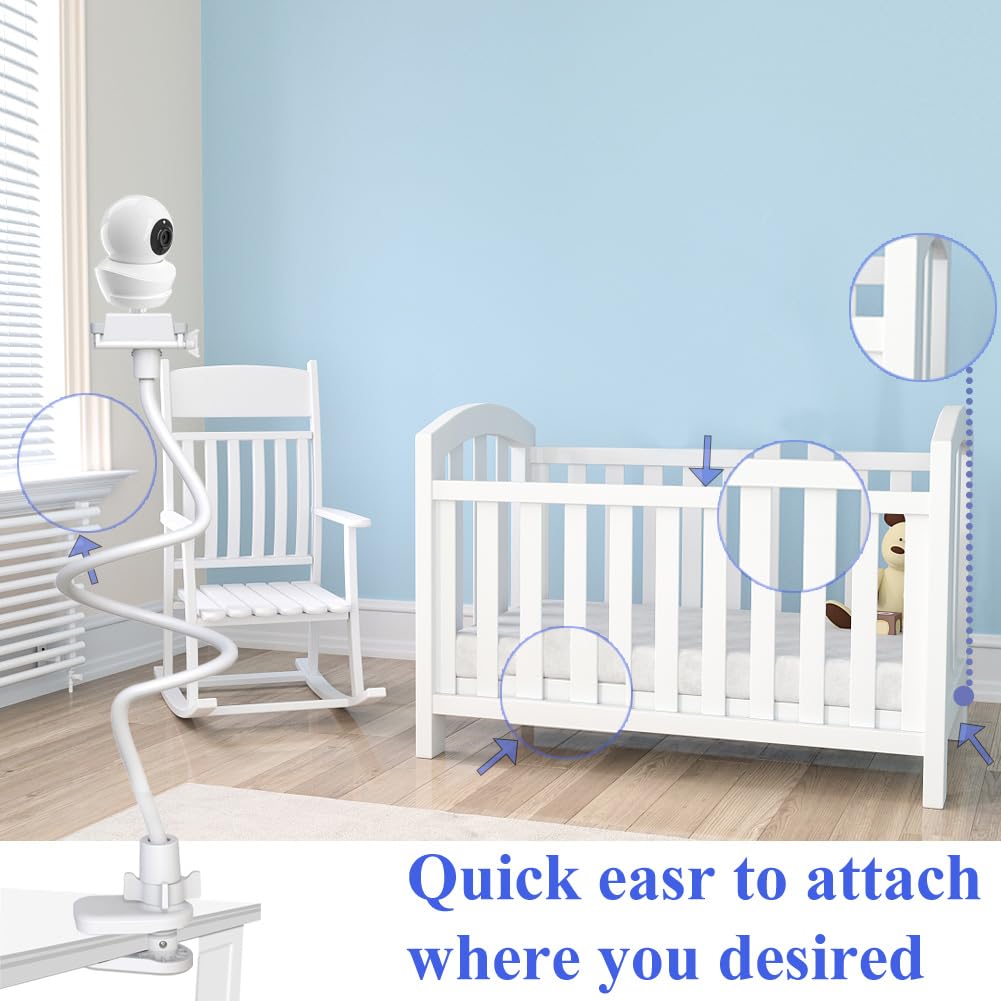 Flexible EYSAFT arm extends to capture a larger Babysense monitor view