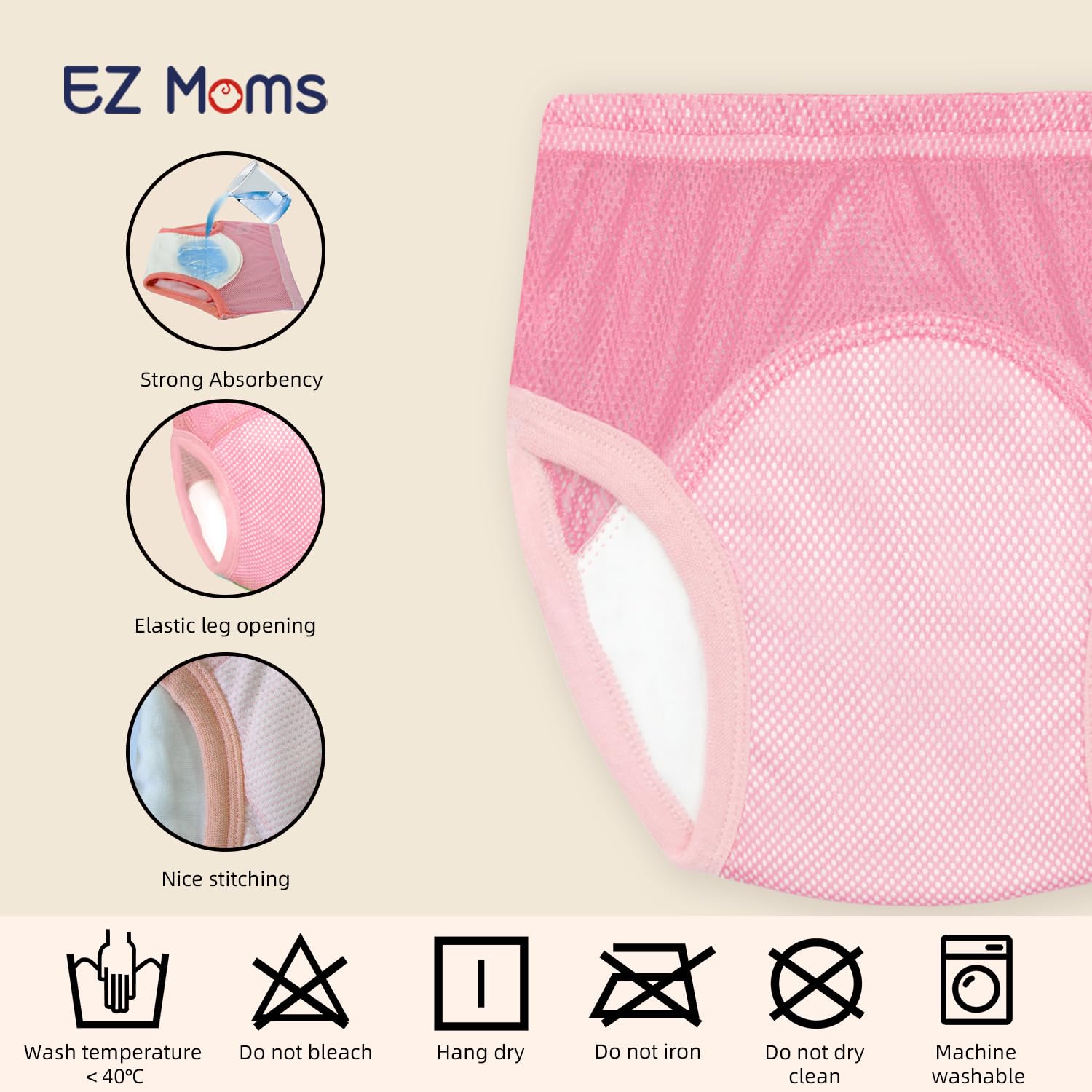 EZ Moms reusable 10-pack training underwear ideal for busy families on the go.