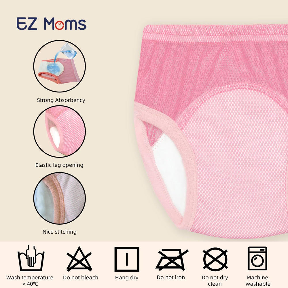 EZ Moms reusable 10-pack training underwear ideal for busy families on the go.