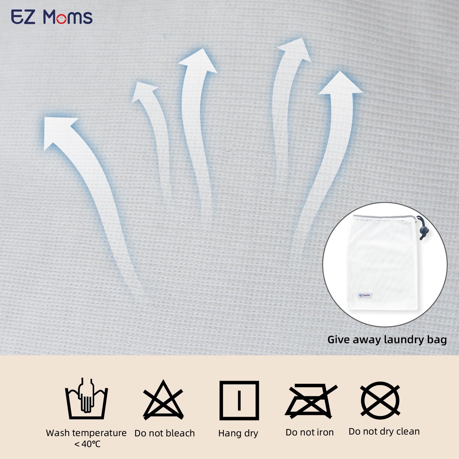 EZ Moms laundry bag included keeps laundry organized after washing sessions.