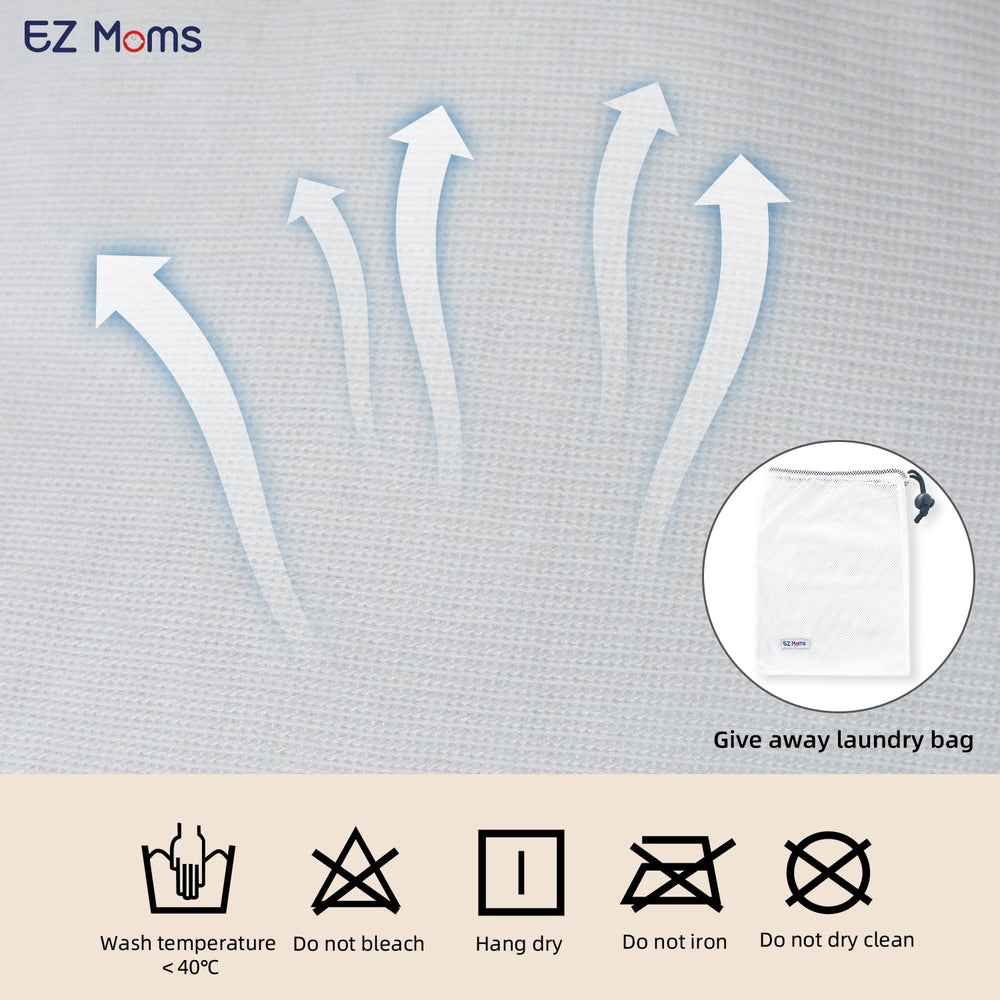 EZ Moms soft inner lining blends cotton, polyester, and TPU for comfort.