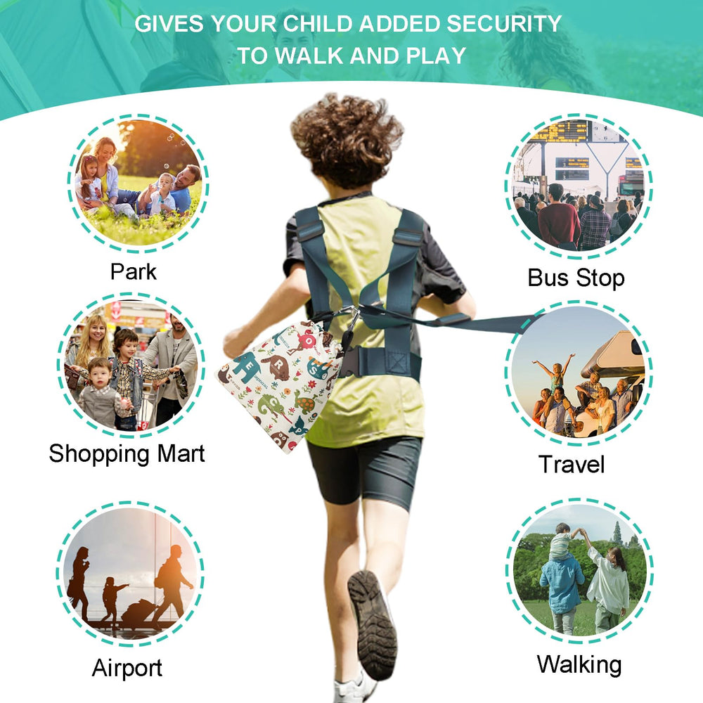EZ4UVOY harness pocket stores snacks and toys while on the go.