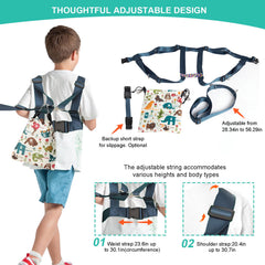 EZ4UVOY safety harness back pocket open for snacks and toys during travel.