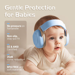 Closeup of EZARC ear muffs' adjustable headband for growing babies.