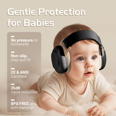 EZARC Baby Ear Muffs adjustable headband in action for growing infants.