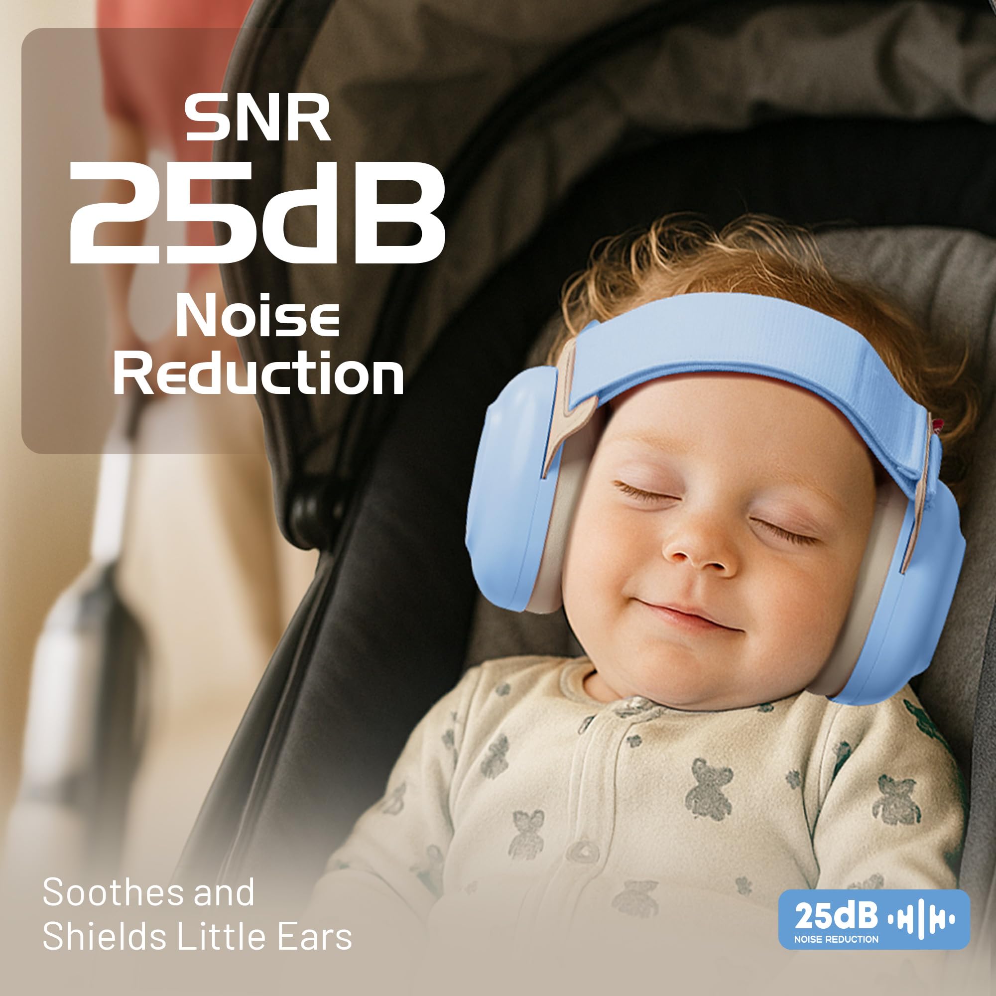 Folded and compact EZARC earmuffs, easy to stash for travel.