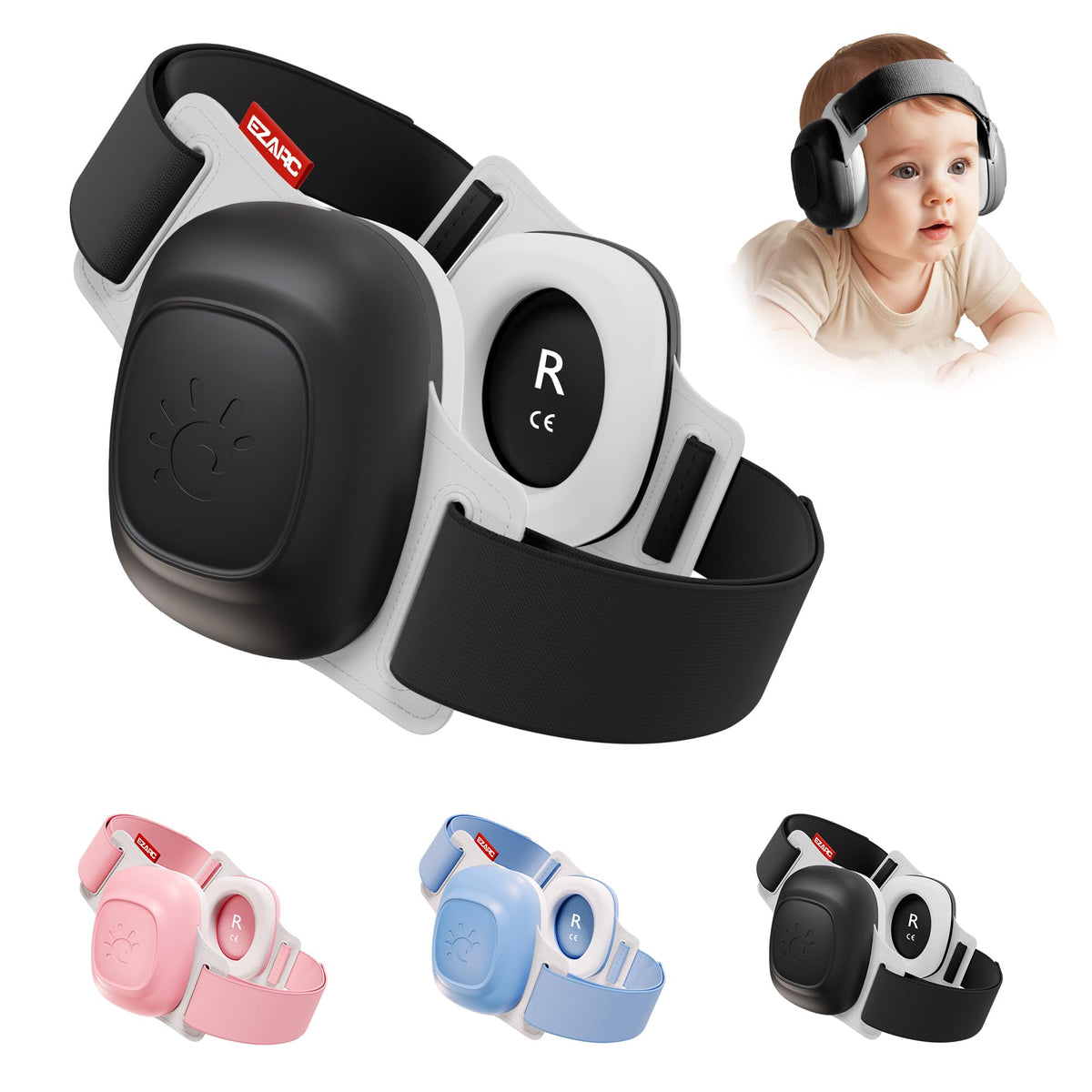 EZARC Baby Ear Muffs folded for compact travel and storage.