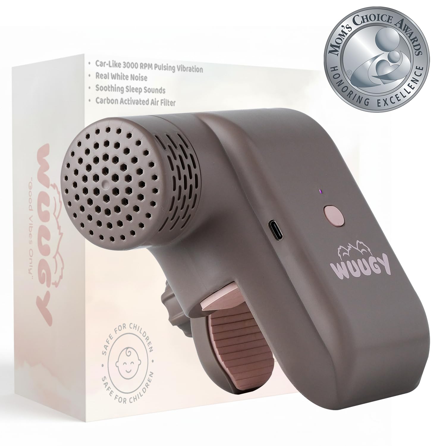 Wuugy Melody car ride vibration helps soothe babies on the go.