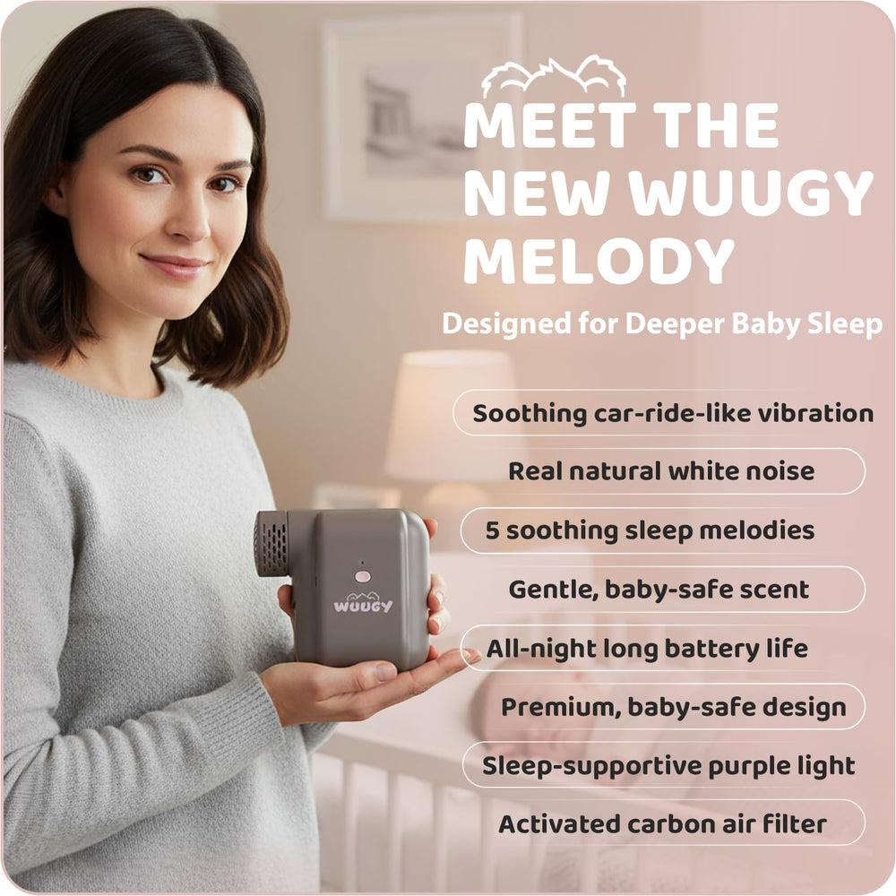 Wuugy Melody white noise promotes calm sleep for infants.