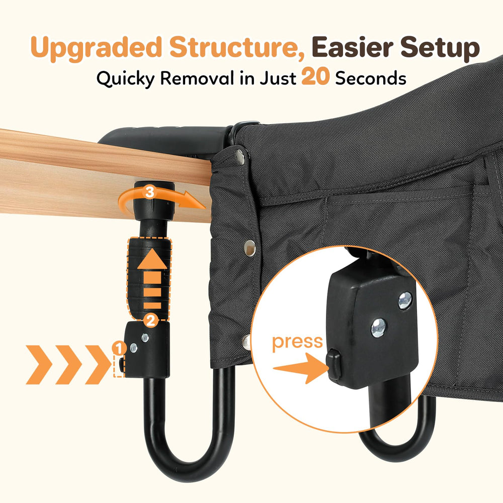 Ezebaby 5-point harness adjustable for secure baby seating during meals.