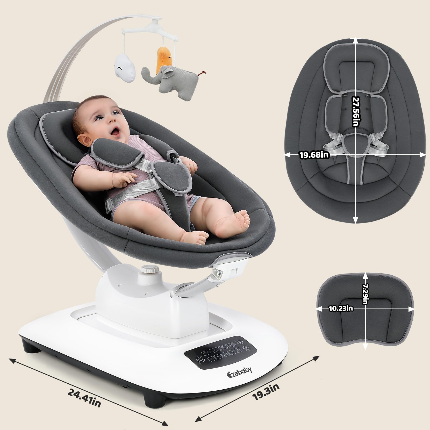Ezebaby 5-point harness securing a tiny rider safely