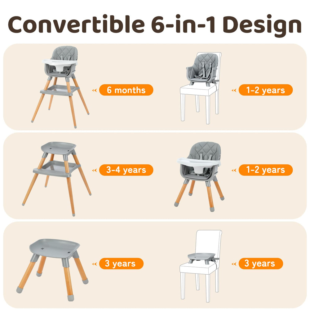 Ezebaby 6-in-1 high chair toddler chair with adjustable height.