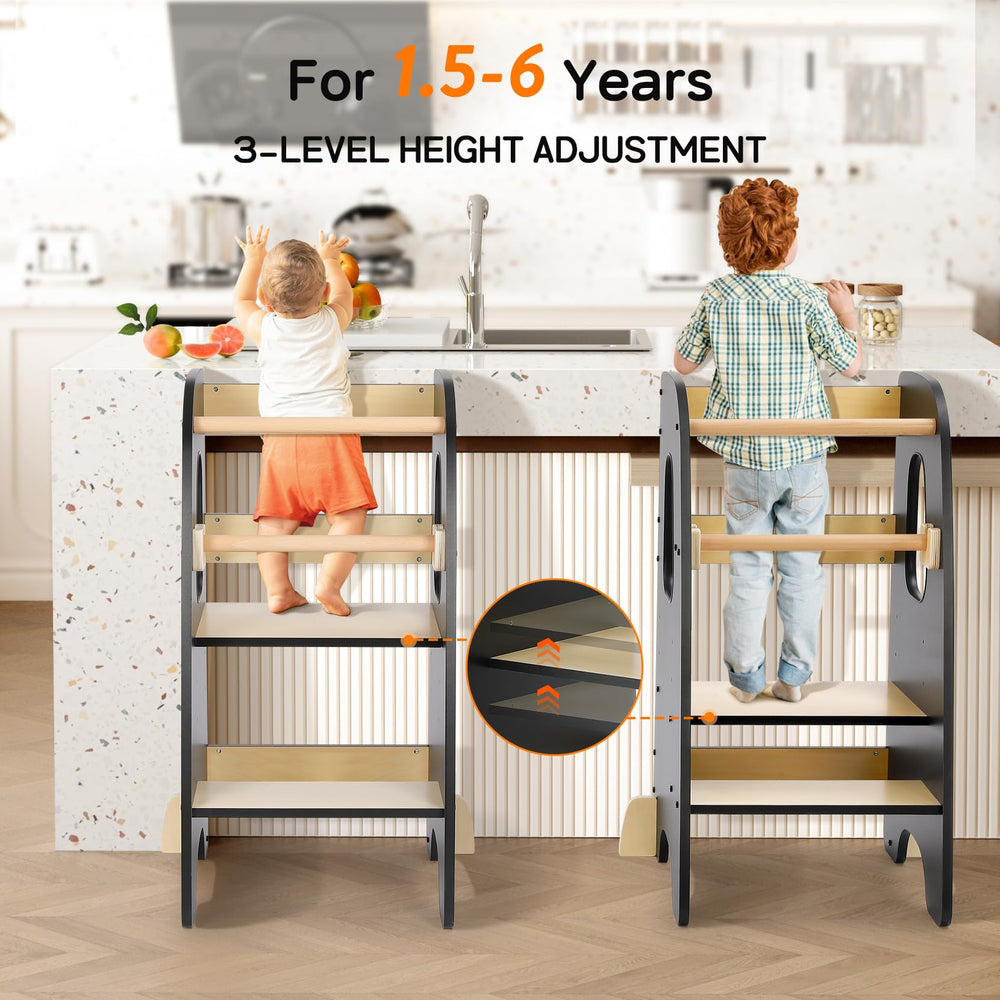 Ezebaby Black Kitchen Step Stool Tower blends style with practical daily use.