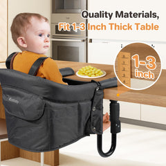 Ezebaby clip-on table connection grips most tables safely for flexible dining.