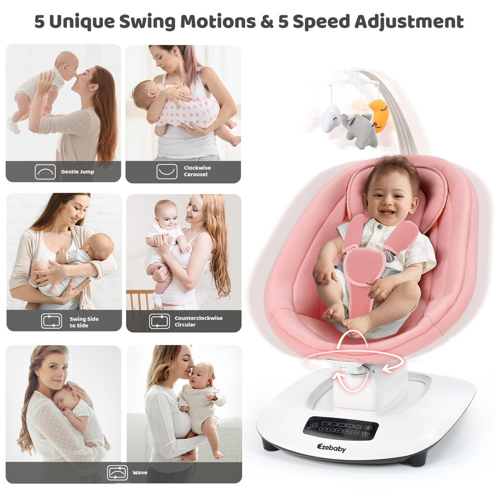 Ezebaby swing offers 5 speeds to match baby's mood
