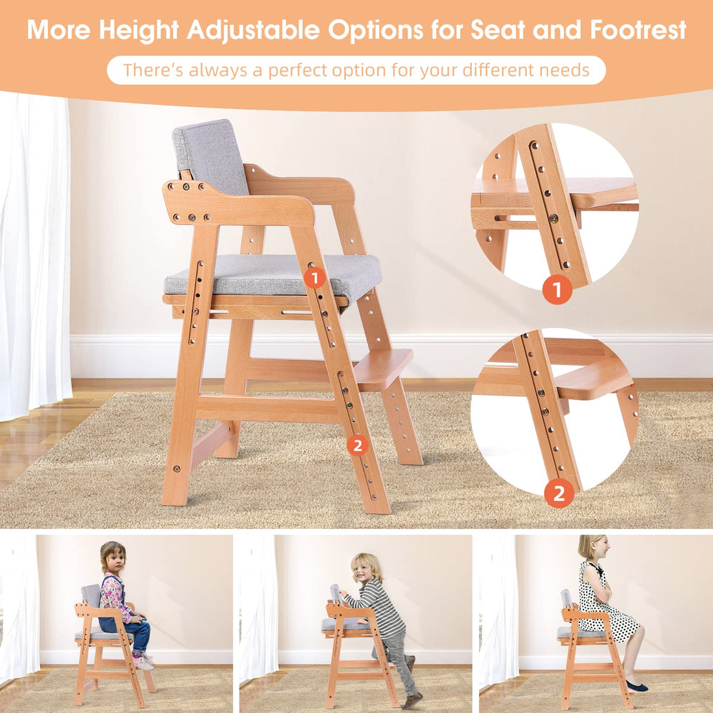 Ezebaby high chair with foot rest for supported feet during meals