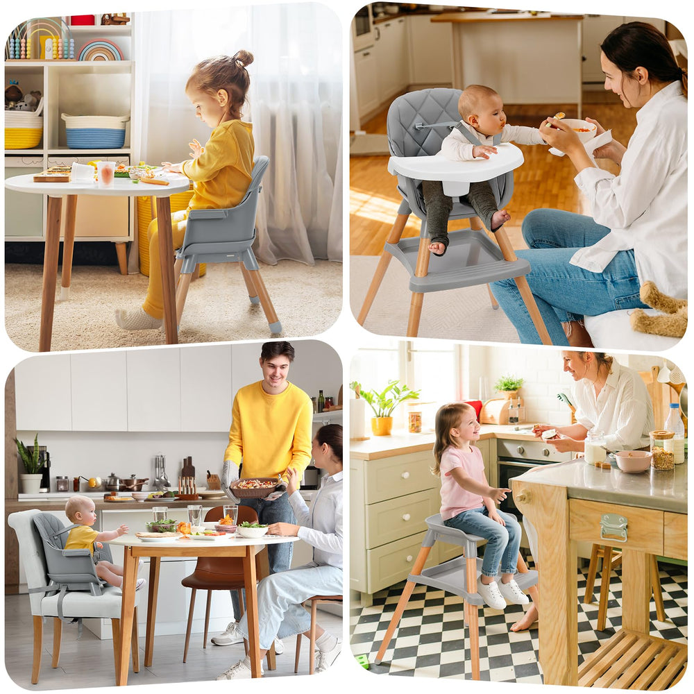 Ezebaby high chair with beechwood legs for sturdy support.