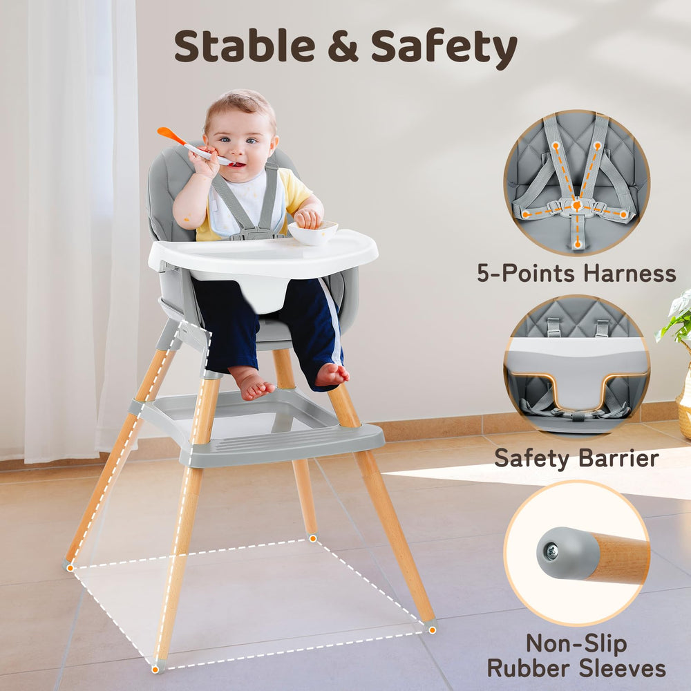 Ezebaby high chair dishwasher safe tray for quick cleanup.