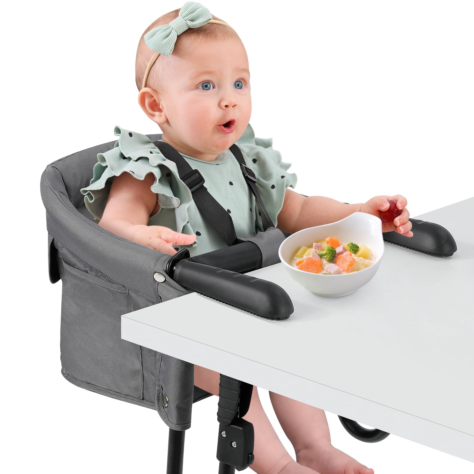 Ezebaby hook-on high chair clip secures to tables for safe mealtime